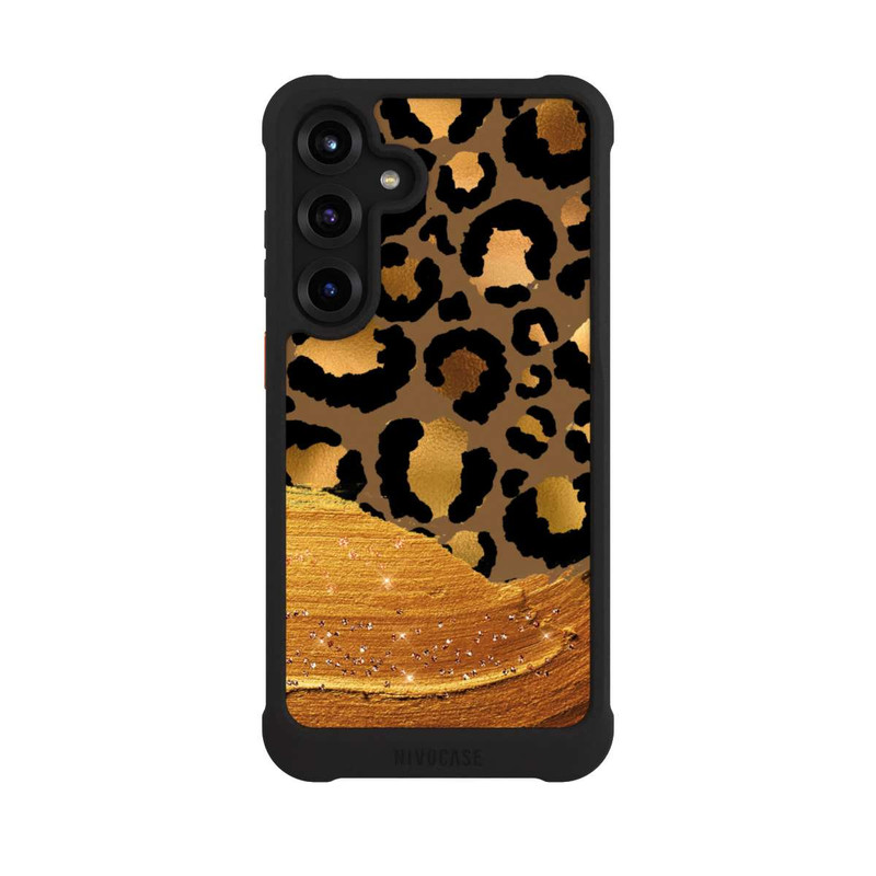 Galaxy S25 + NIVOmax Look pailleté léopard doré foncé