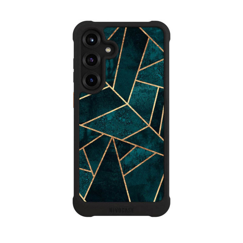 Galaxy S25 + NIVOmax Tief Blaugrün Stein Gold Druck