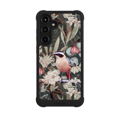 Samsung Galaxy S25+  NIVOmax Orangefarbener Vogel im Vintage Blumenmuster