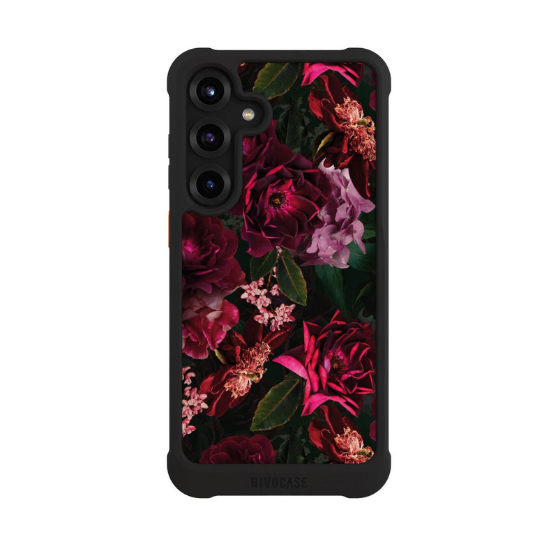 Galaxy S25 + NIVOmax Dark Romantiv Red and Pink Peonies Flowers