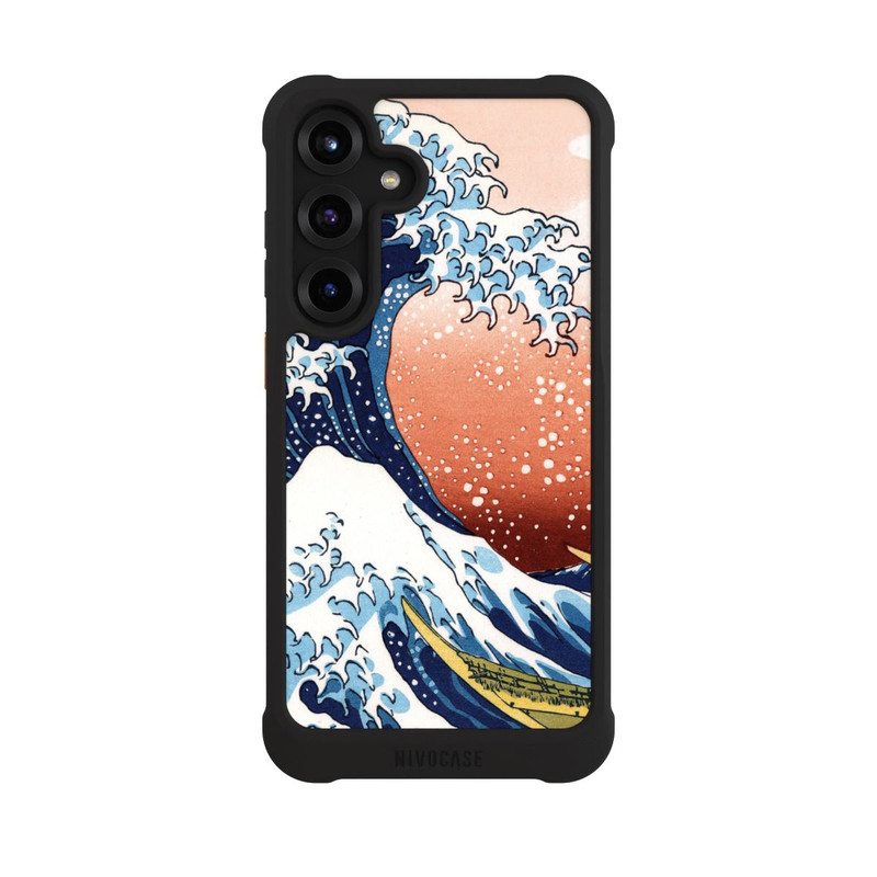 Galaxy S25 + NIVOmax La Grande Vague de Kanagawa Rouge
