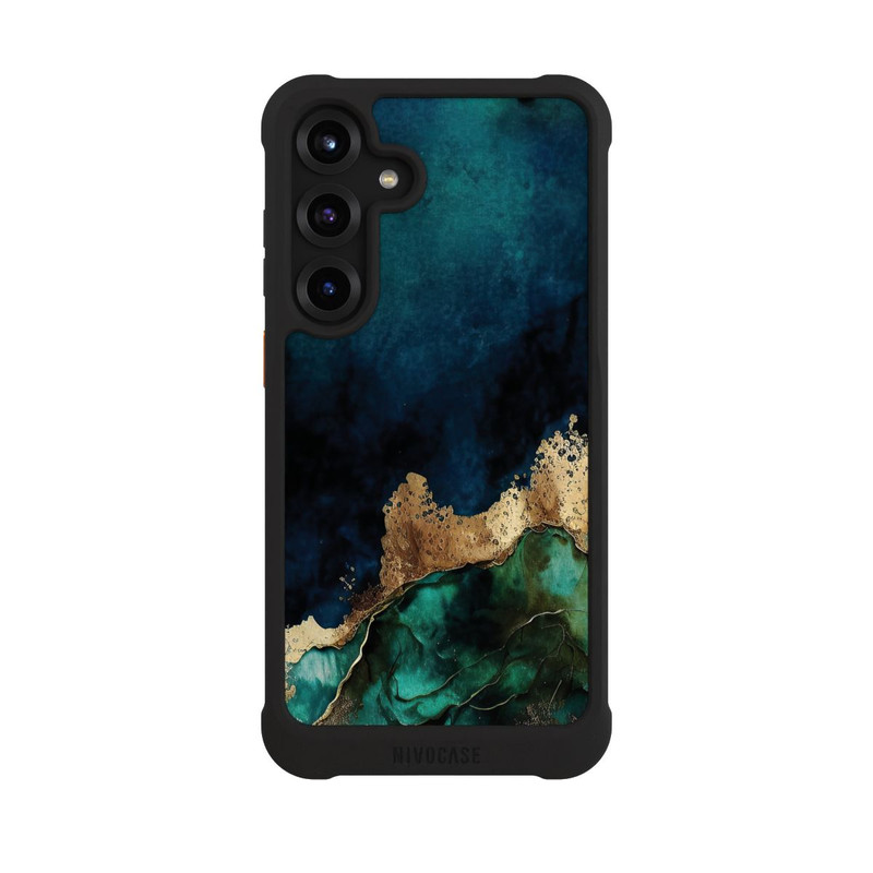 Galaxy S25 + NIVOmax Bleu pétrole avec or