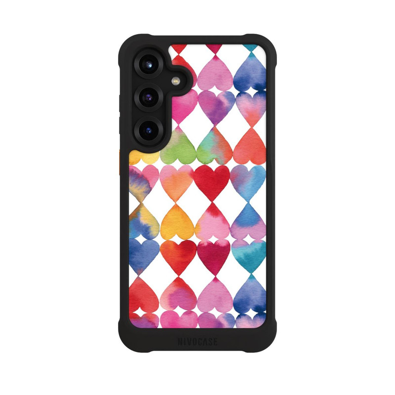 Galaxy S25 + NIVOmax Colorful Watercolor Hearts Pattern