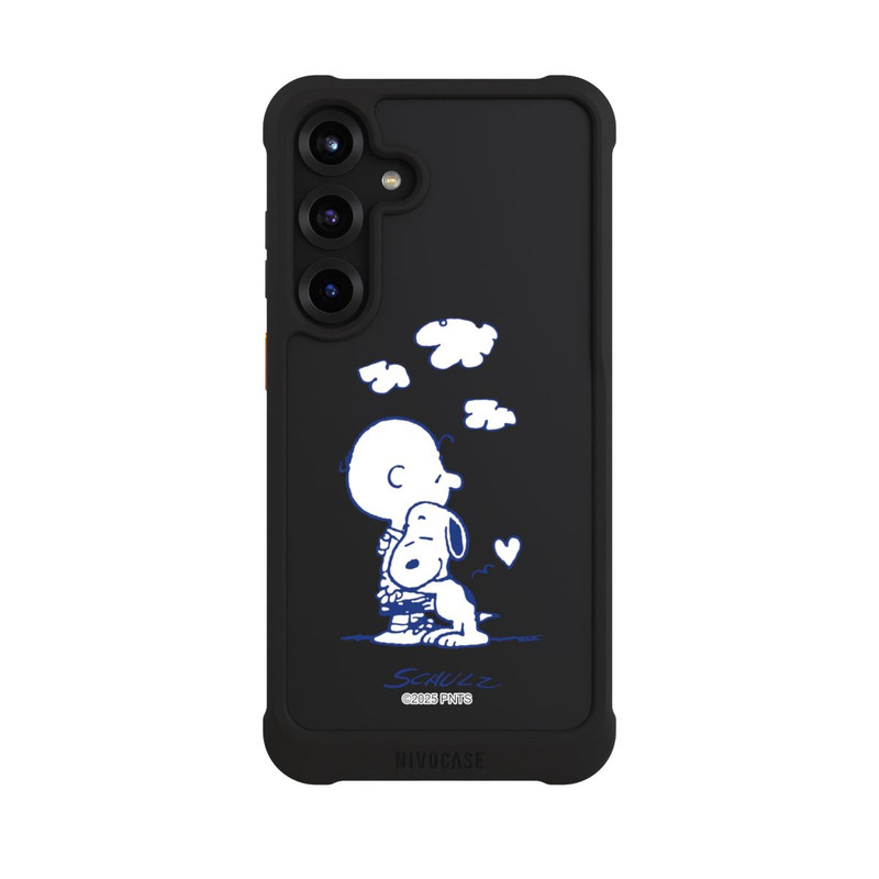 Galaxy S25 + NIVOmax Peanuts Charlie Brown Snoopy Hug Transparent