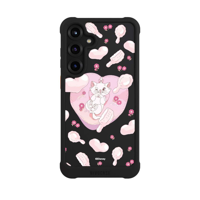 Galaxy S25 + NIVOmax Aristochats Marie Cœurs Rose Transparent