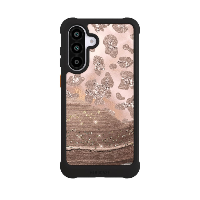 Galaxy A56 5G NIVOmax Silberner Leoparden Glitzerlook