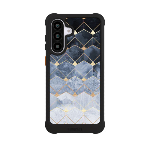 Samsung Galaxy A56 5G NIVOmax Blaue Sechsecke und Diamanten Golddruck