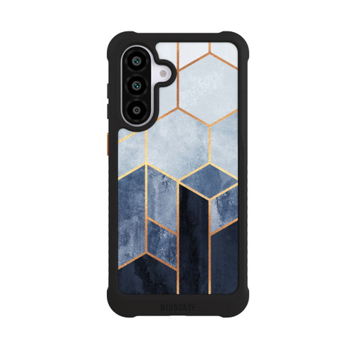 Samsung Galaxy A56 5G NIVOmax Blauer Farbverlauf Sechsecke Golddruck