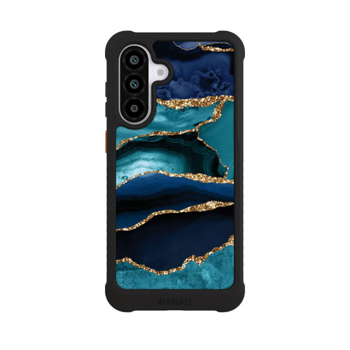 Samsung Galaxy A56 5G NIVOmax Dark and Light Blue Marble Gold Glitter Look