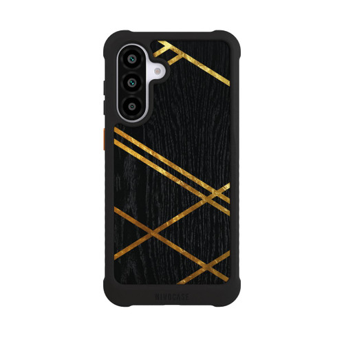 Samsung Galaxy A56 5G NIVOmax Schwarzes geometrisches Muster Goldene Streifen