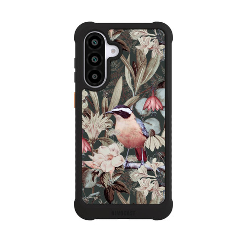 Samsung Galaxy A56 5G NIVOmax Oiseau orange à motif de fleurs vintage