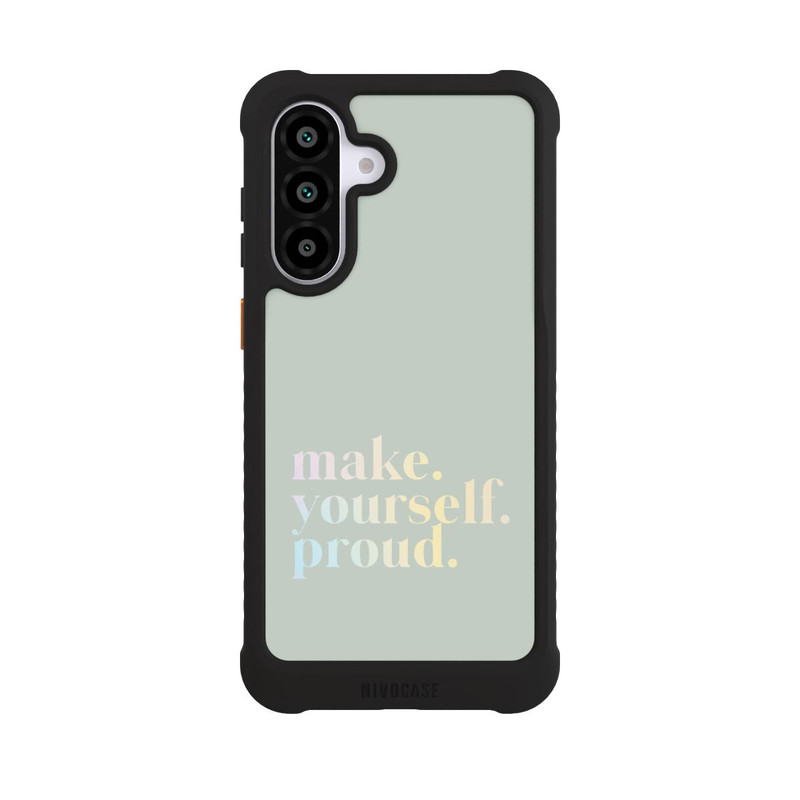 Galaxy A56 5G NIVOmax Make Yourself Proud Zitat-Minze und Farbverlauf