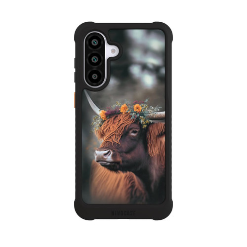 Samsung Galaxy A56 5G NIVOmax Vache des Highlands avec des fleurs avec IA