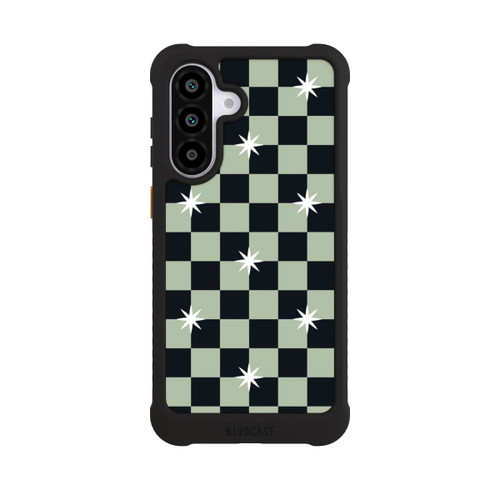Samsung Galaxy A56 5G NIVOmax Checked Pattern Black Grey Stars