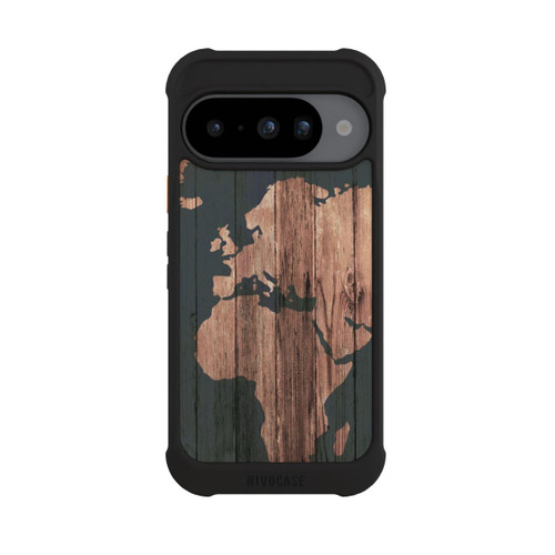 Google Pixel 10 NIVOmax Carte du Monde Effet bois