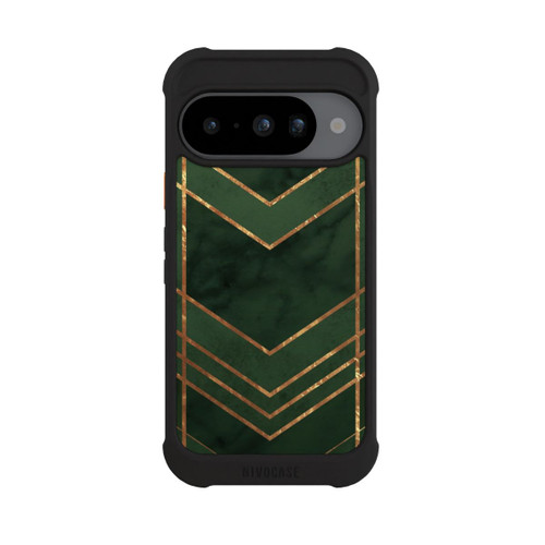 Google Pixel 10 NIVOmax Dunkelgrün gemustert Goldene Streifen