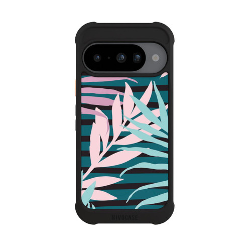 Google Pixel 10 NIVOmax Feuilles de jungle pastel rose sarcelle