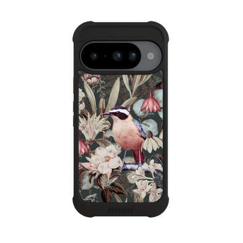 Google Pixel 10 NIVOmax Orangefarbener Vogel im Vintage Blumenmuster