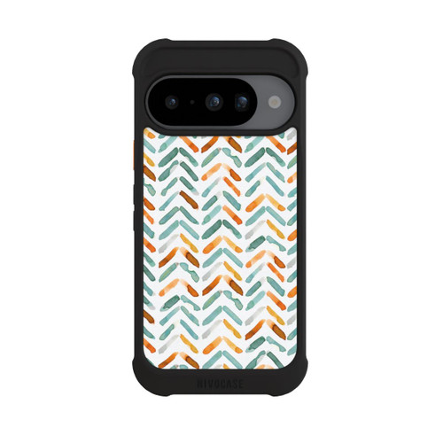 Google Pixel 10 NIVOmax Élégant Automne Chevron Bleu Orange