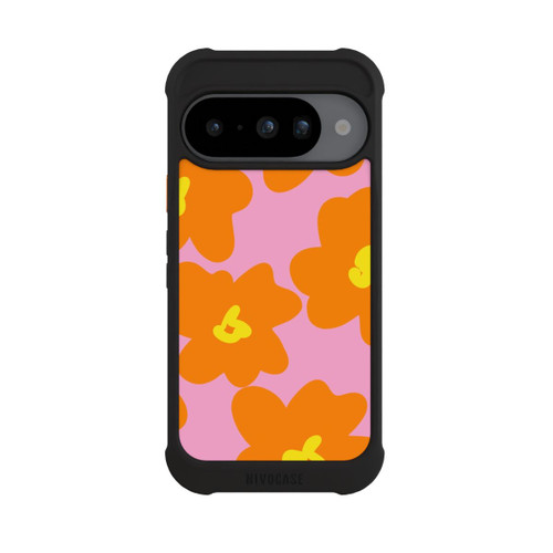 Google Pixel 10 NIVOmax Retro Blumenmuster Pink und Orange