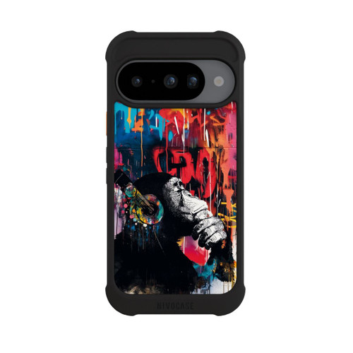 Google Pixel 10 NIVOmax Affe Stereo Kopfhörer Graffiti Street Art Blau