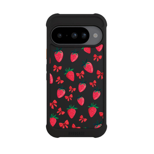 Google Pixel 10 NIVOmax Strawberry Heart Ribbon Pattern Transparent