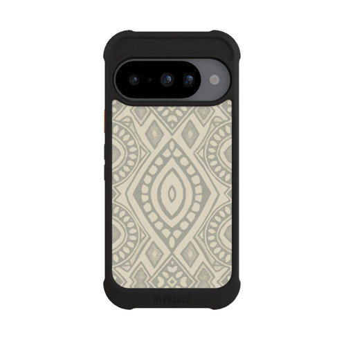Google Pixel 10 NIVOmax Boho Geometric Mosaic Pattern Neutral Grey and Beige