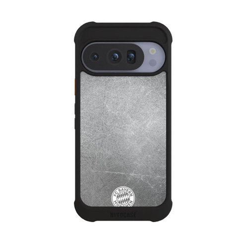 Google Pixel 10 Pro NIVOmax Klassisches FCB Logo Klein - Weiß auf Metalllook