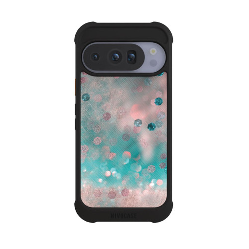 Google Pixel 10 Pro NIVOmax Look pailleté glamour turquoise