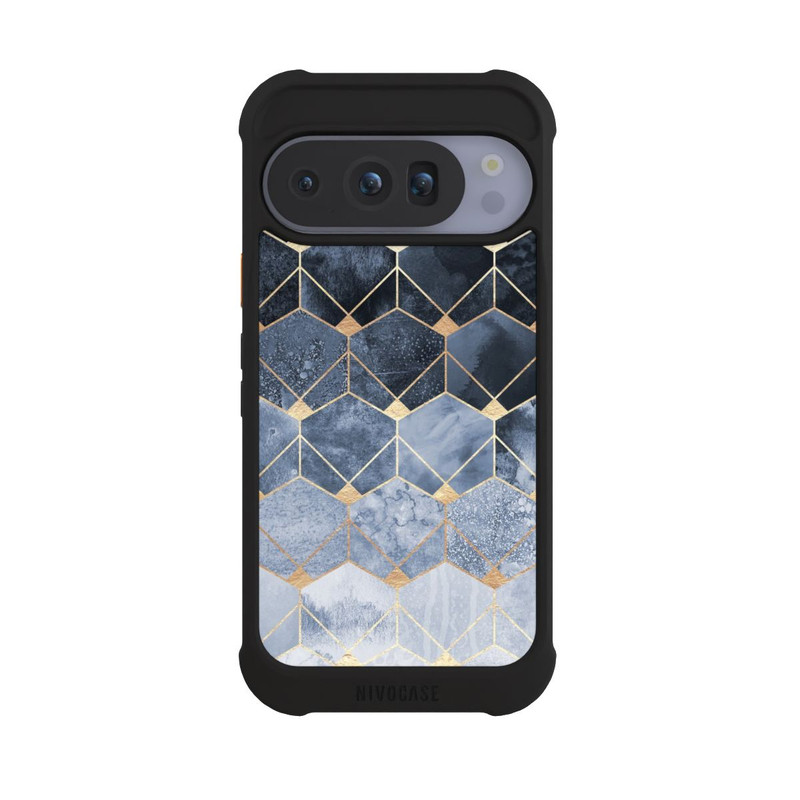 Pixel 10 Pro NIVOmax Blaue Sechsecke und Diamanten Golddruck