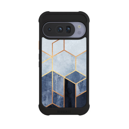 Google Pixel 10 Pro NIVOmax Blauer Farbverlauf Sechsecke Golddruck