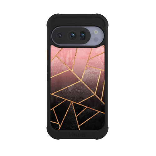 Google Pixel 10 Pro NIVOmax Pinker und Schwarzer Stein Gold Druck