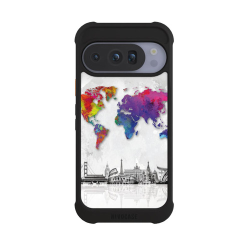 Google Pixel 10 Pro NIVOmax Weltkarte mit Skyline