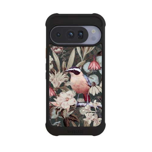 Google Pixel 10 Pro NIVOmax Orangefarbener Vogel im Vintage Blumenmuster