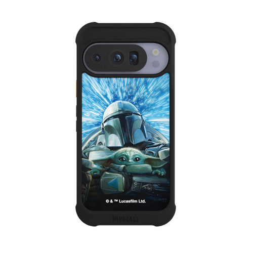 Google Pixel 10 Pro NIVOmax Grogu und Mando fliegen blau