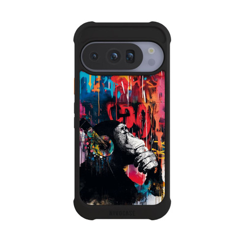 Google Pixel 10 Pro NIVOmax Affe Stereo Kopfhörer Graffiti Street Art Blau