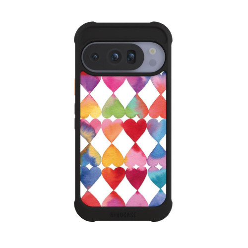 Google Pixel 10 Pro NIVOmax Buntes Herz Watercolor Muster