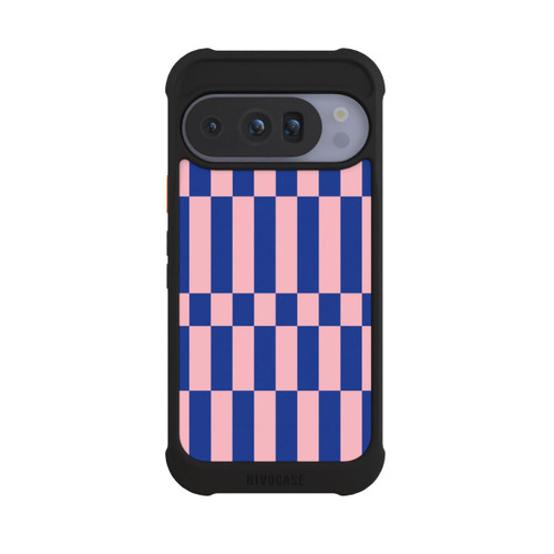 Google Pixel 10 Pro NIVOmax Checked Abstract Bold Electric Blue and Pink Color Block