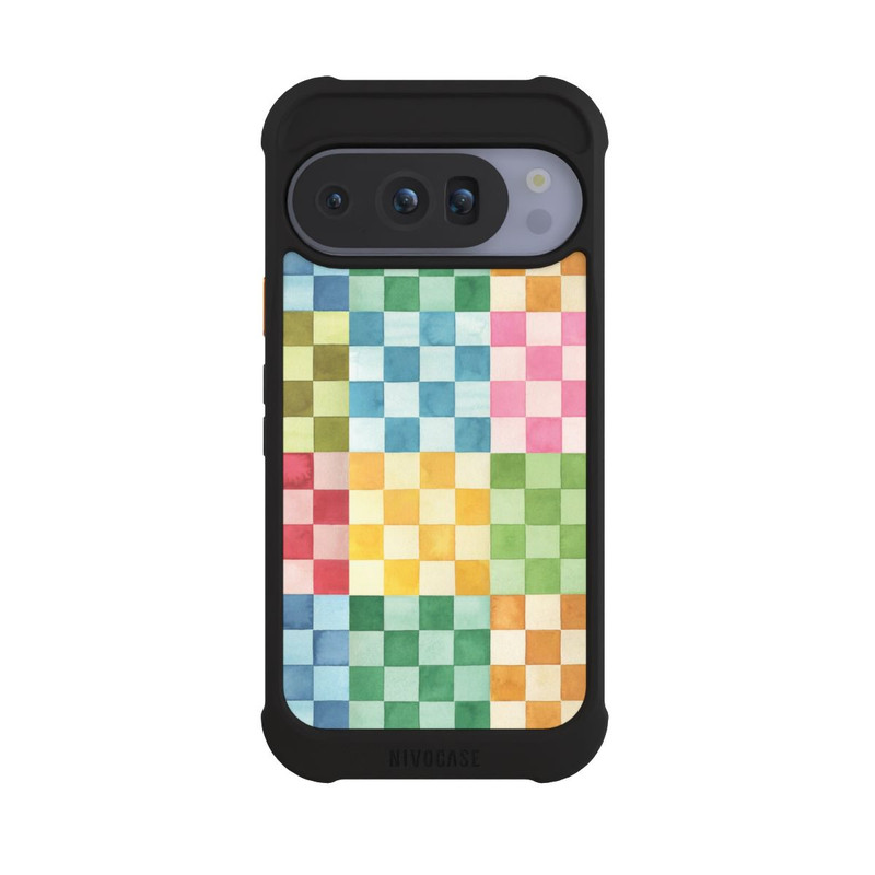 Pixel 10 Pro NIVOmax Checkerboard Watercolor Chess Geometric Red
