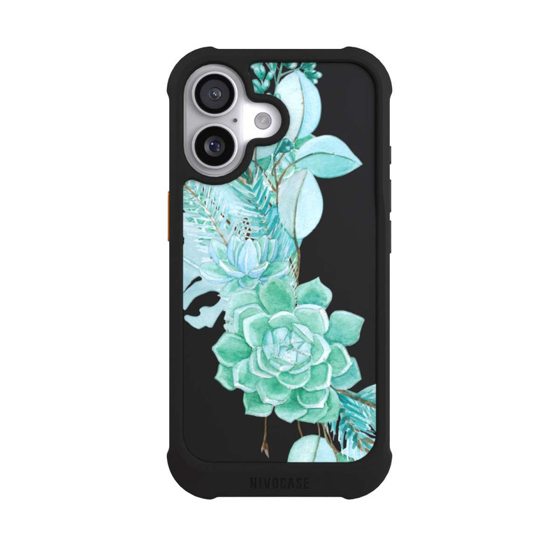 iPhone 17 NIVOmax Sukkulenten Blumen Mintgrün Transparent