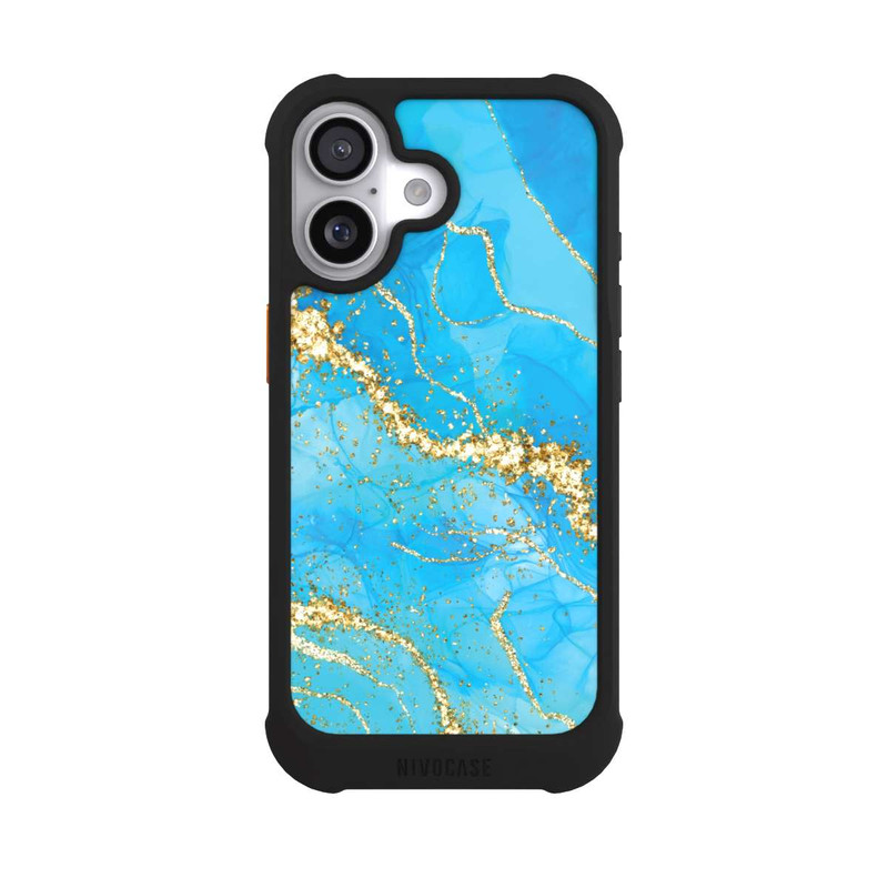 iPhone 17 NIVOmax Türkis-goldene Tapete