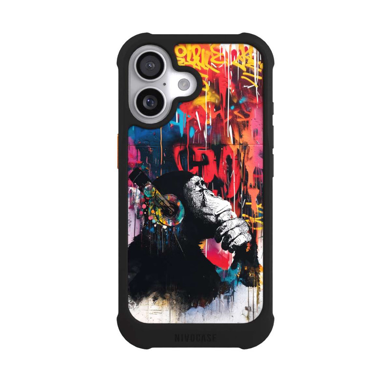 iPhone 17 NIVOmax Affe Stereo Kopfhörer Graffiti Street Art Blau