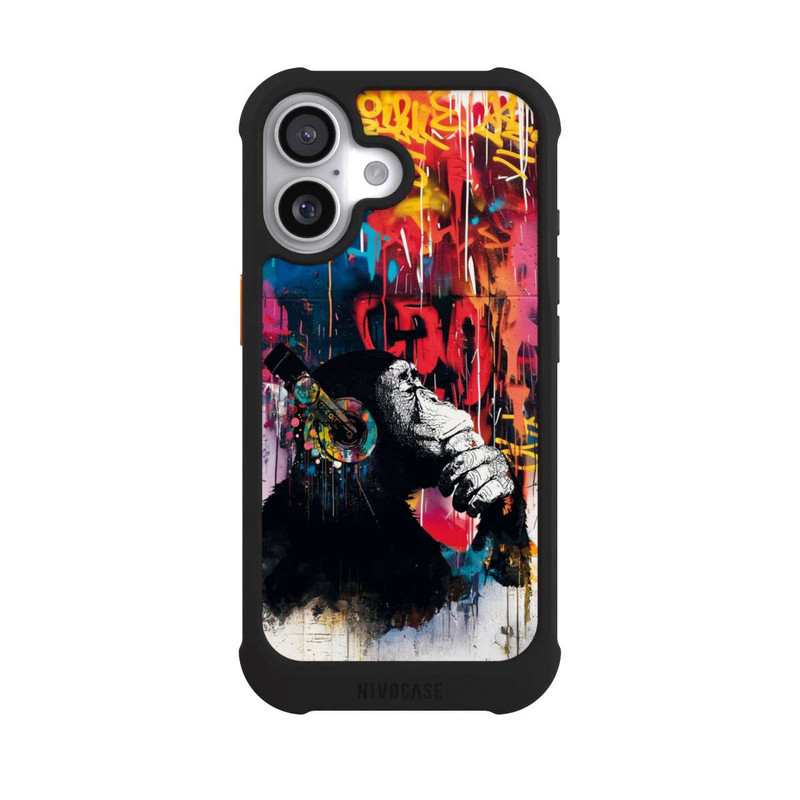 iPhone 17 NIVOmax Affe Stereo Kopfhörer Graffiti Street Art Blau
