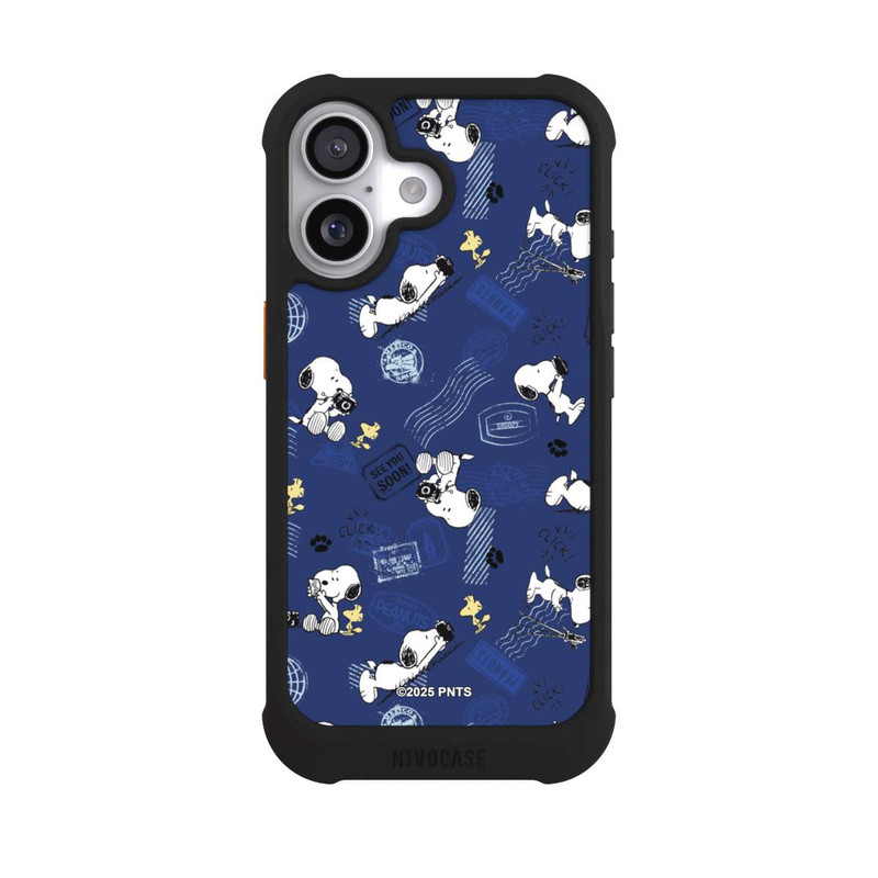 iPhone 17 NIVOmax Peanuts Travel Stamps Pattern Blue