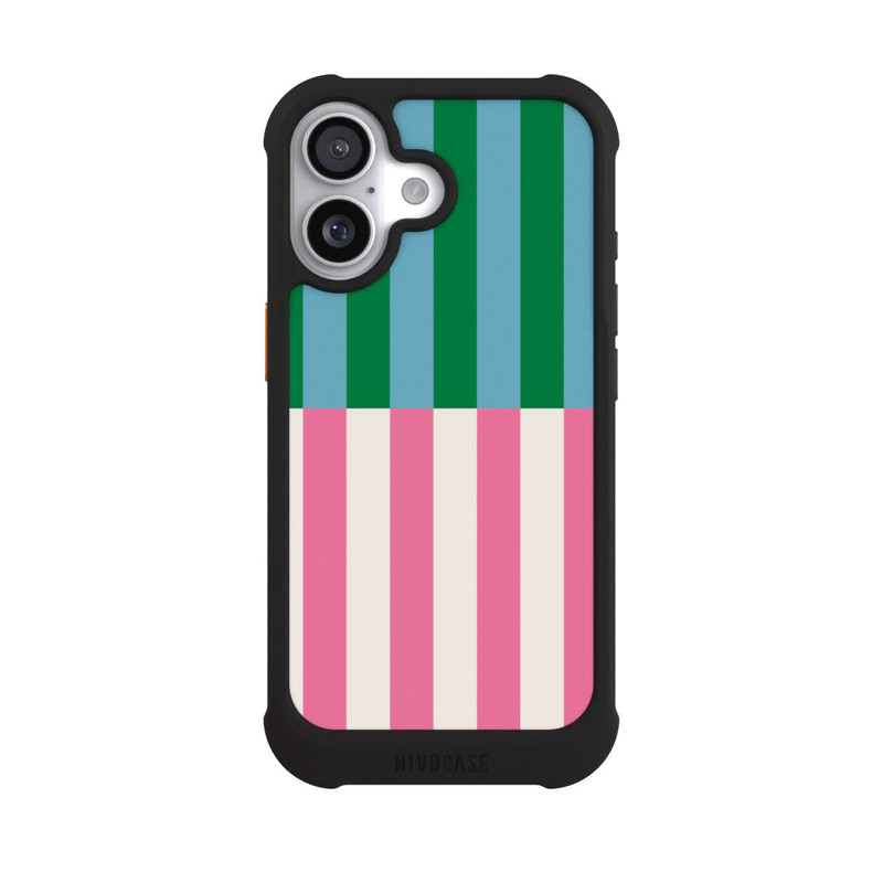 iPhone 17 NIVOmax Motif Rayé Vert Rose