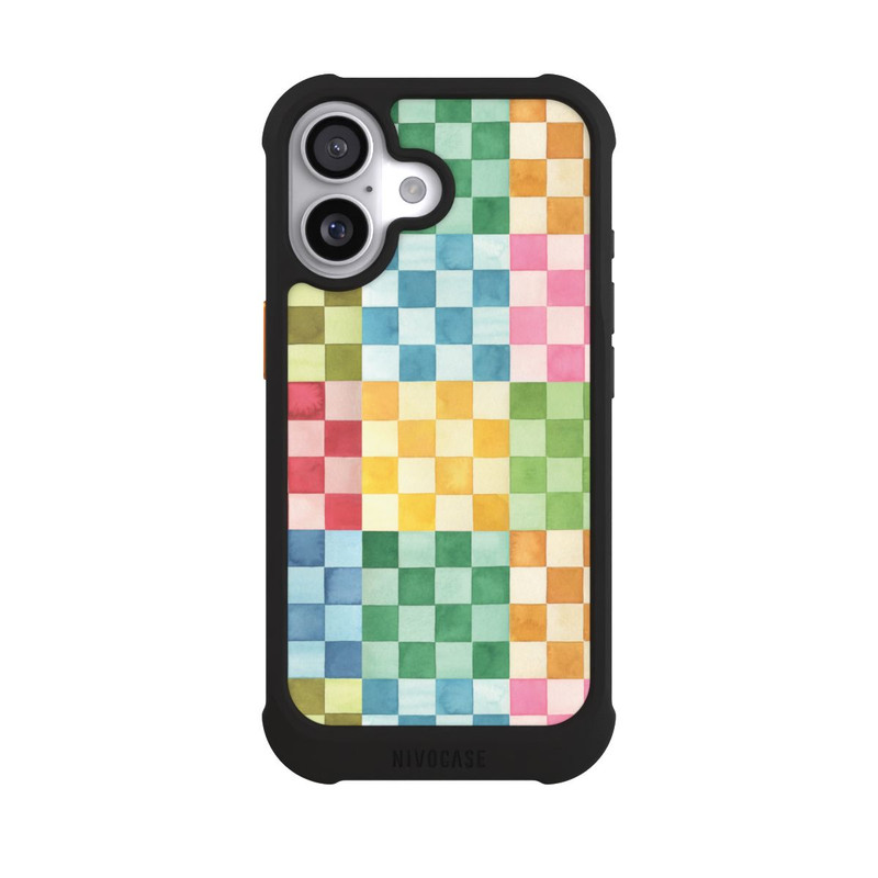 iPhone 17 NIVOmax Checkerboard Watercolor Chess Geometric Red