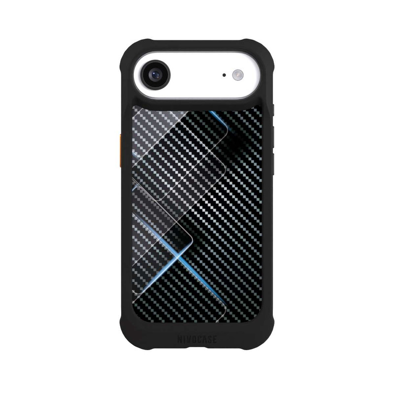 iPhone Air NIVOmax Blaue Linien auf Karbon