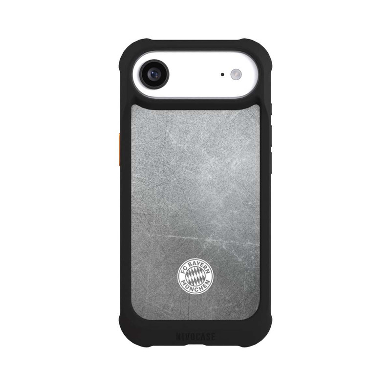 iPhone Air NIVOmax Klassisches FCB Logo Klein - Weiß auf Metalllook
