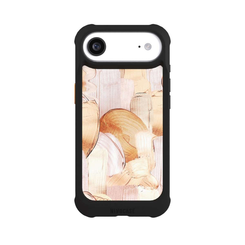 iPhone Air NIVOmax Motif de pinceau blanc/or