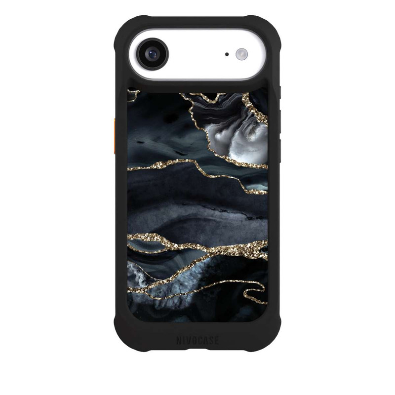 iPhone Air NIVOmax Dunkler Marmor Gold Glitzerlook